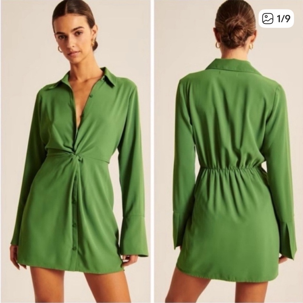Abercrombie & Fitch Button Down Twist Front Long Sleeve Mini Dress NWT - Picture 10 of 10